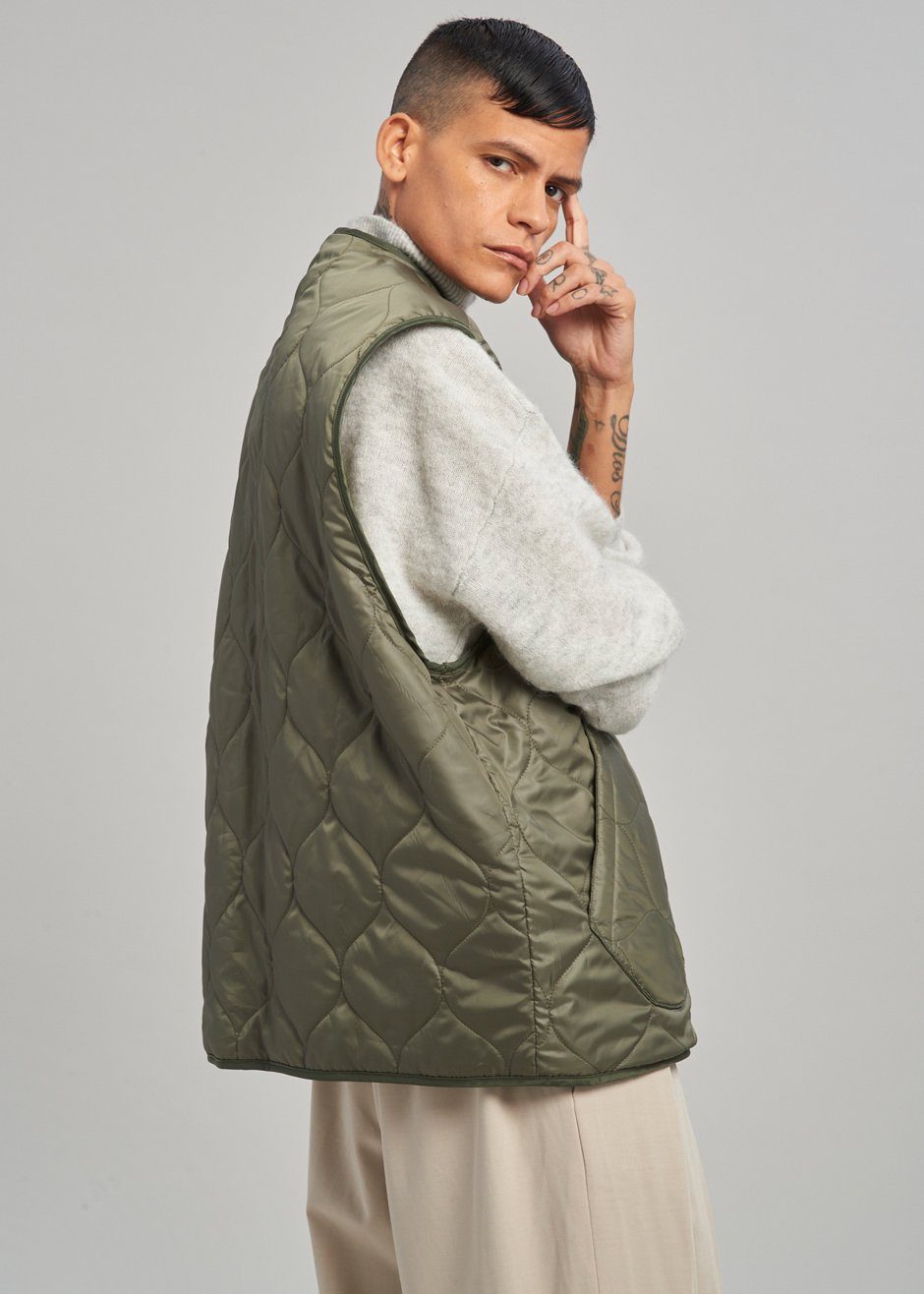 Anouk Quilted Vest - Olive Vest The Frankie Shop