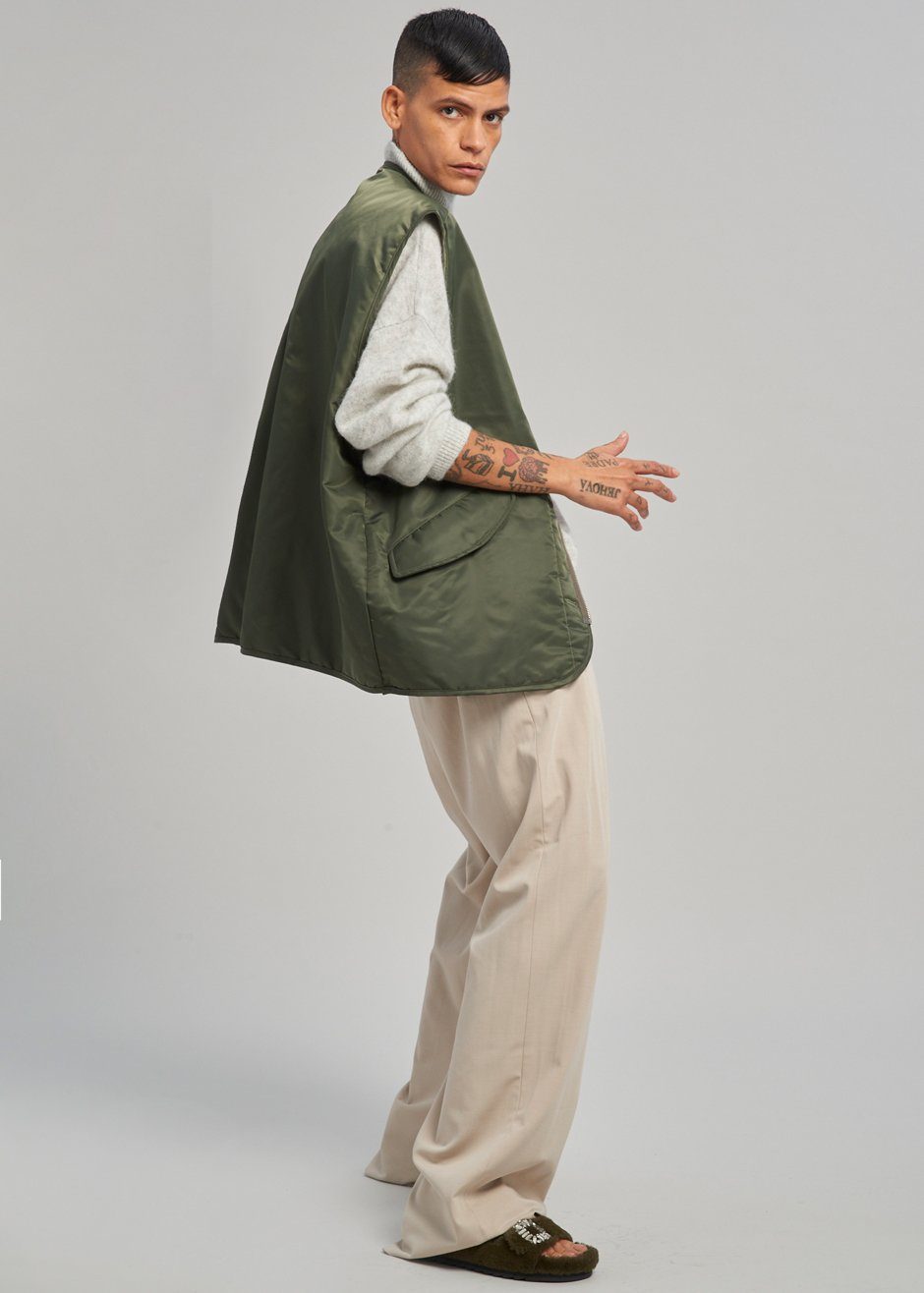 Anouk Quilted Vest - Olive Vest The Frankie Shop