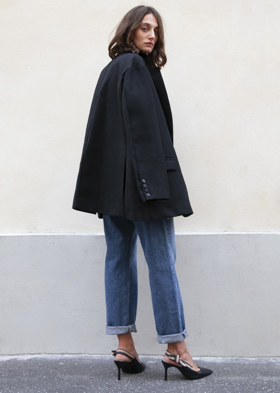 Black Oversized Boyfriend's Blazer Blazer Blossom