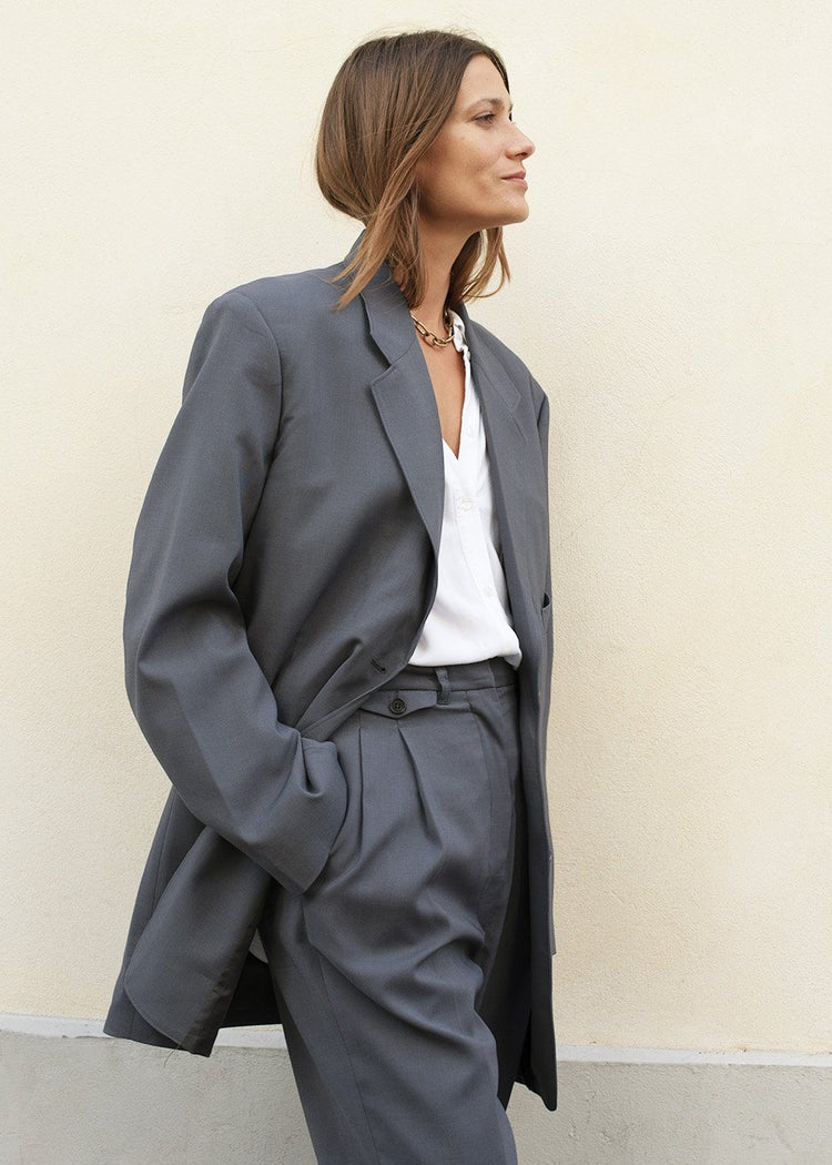 Graphite Notch Lapel Blazer Blazer More than Yesterday