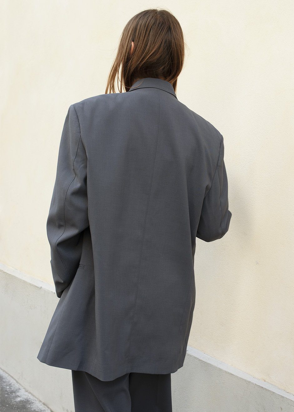 Graphite Notch Lapel Blazer Blazer More than Yesterday