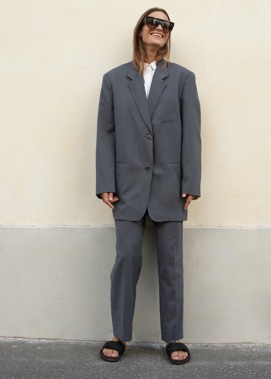 Graphite Notch Lapel Blazer Blazer More than Yesterday