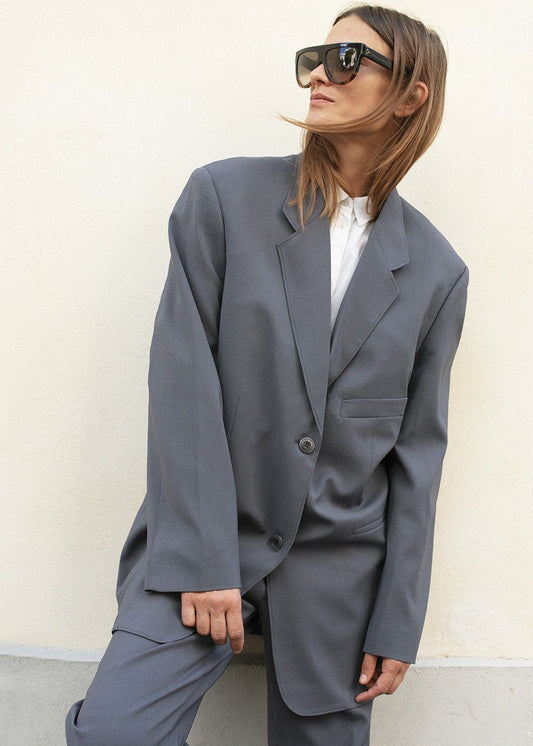 Graphite Notch Lapel Blazer Blazer More than Yesterday