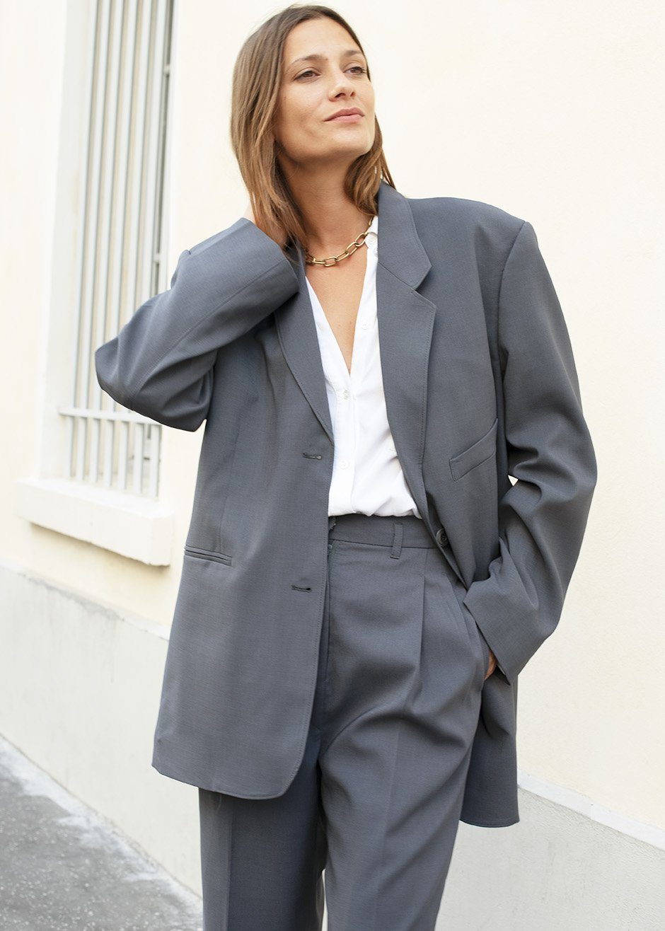 Graphite Notch Lapel Blazer Blazer More than Yesterday