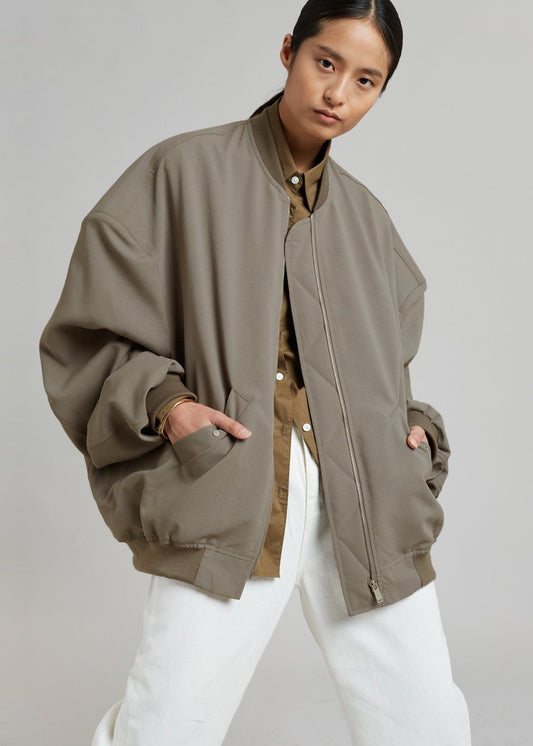 Lumi Bomber Jacket - Dark Olive Jacket The Frankie Shop