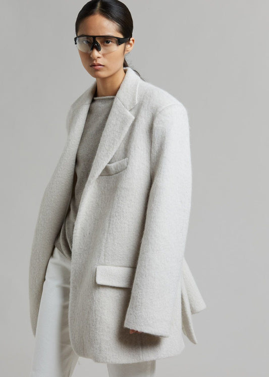 Mabel Fuzzy Oversized Blazer - Birch Blazer The Frankie Shop