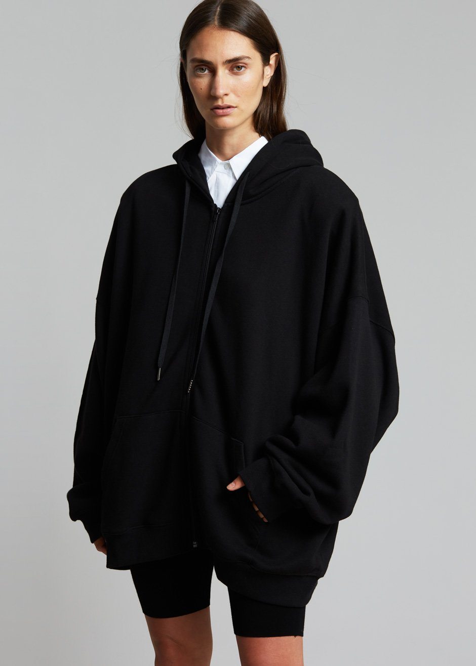 Moana Zip Hoodie - Black Sweatshirt The Frankie Shop