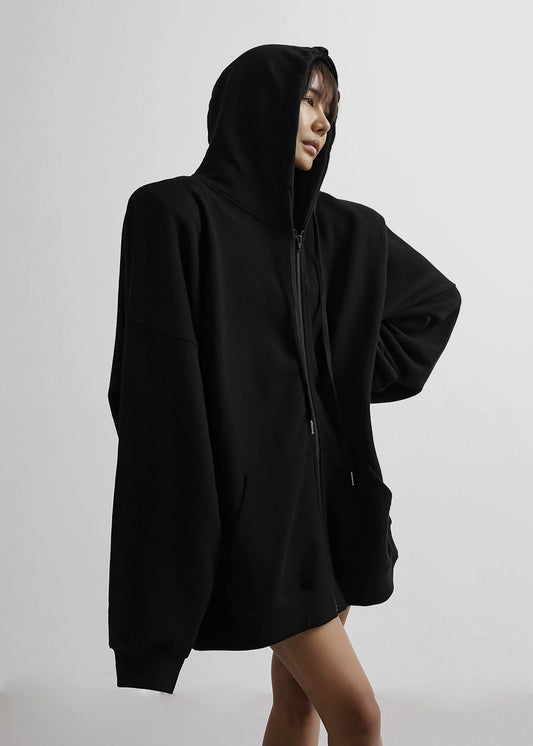 Moana Zip Hoodie - Black Sweatshirt The Frankie Shop