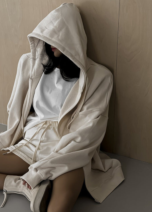 Moana Zip Hoodie - Cream Sweatshirt The Frankie Shop