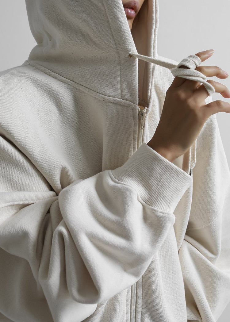 Moana Zip Hoodie - Cream Sweatshirt The Frankie Shop