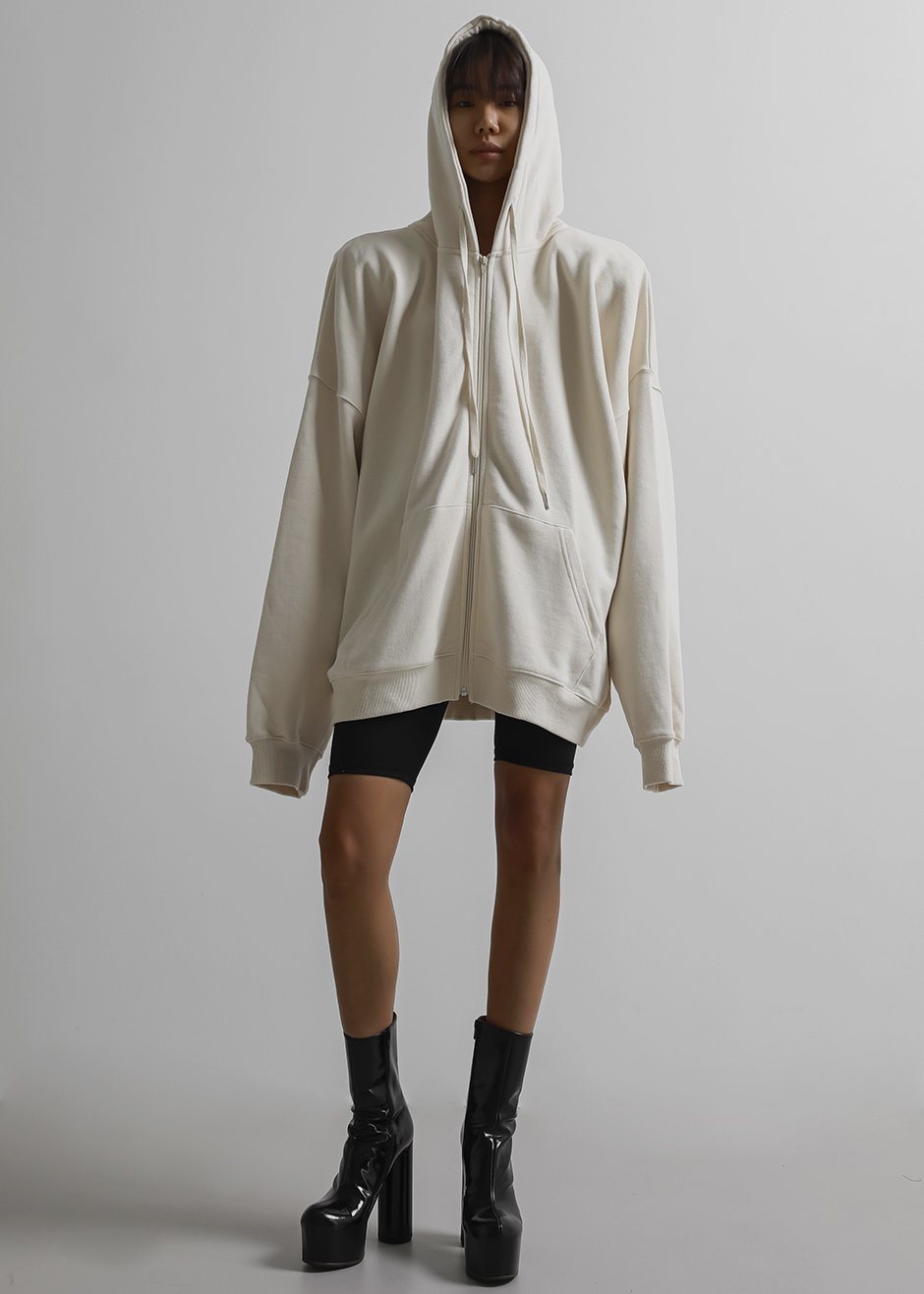 Moana Zip Hoodie - Cream Sweatshirt The Frankie Shop