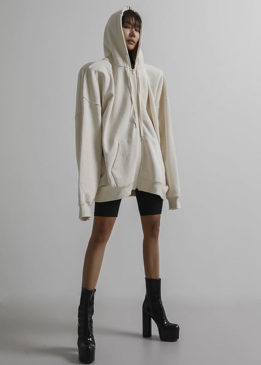 Moana Zip Hoodie - Cream Sweatshirt The Frankie Shop