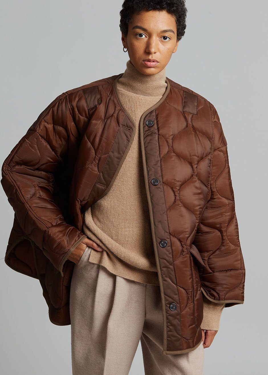 Teddy Quilted Jacket - Chocolate Jacket The Frankie Shop