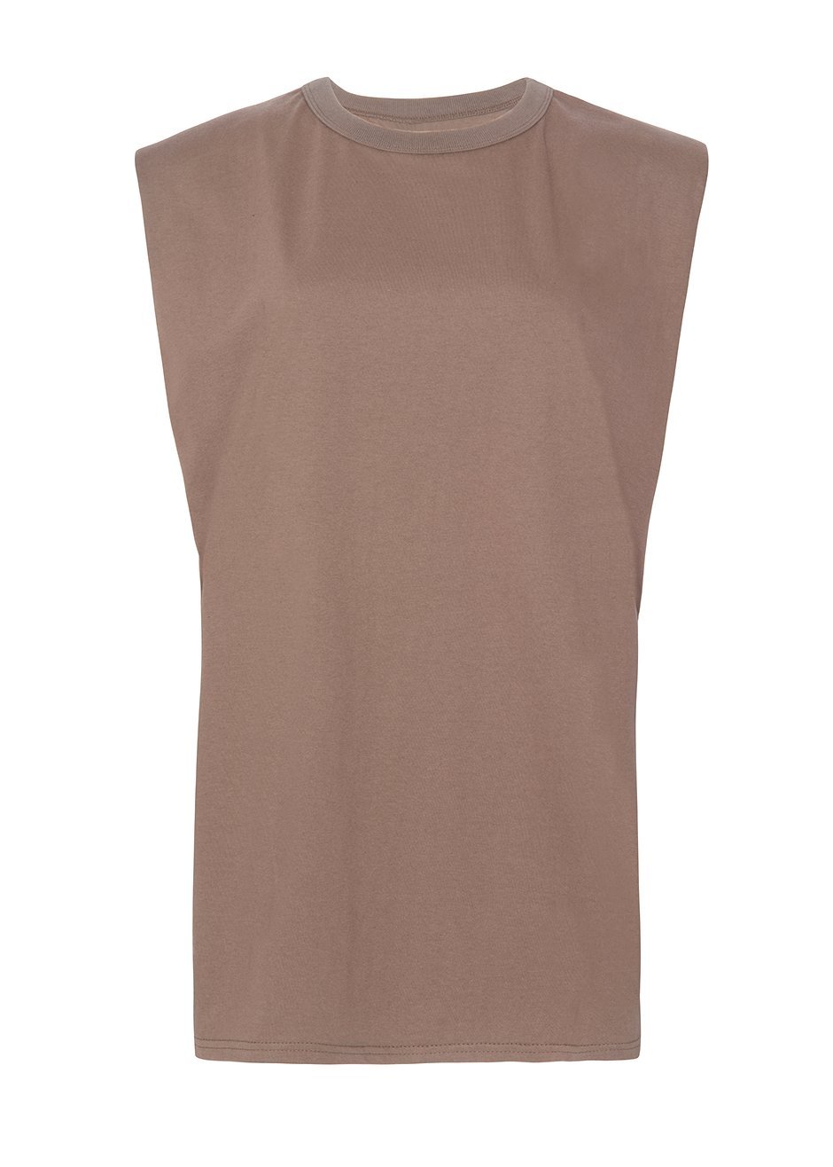 Tina Padded Shoulder Dress- Mocha Dress The Frankie Shop