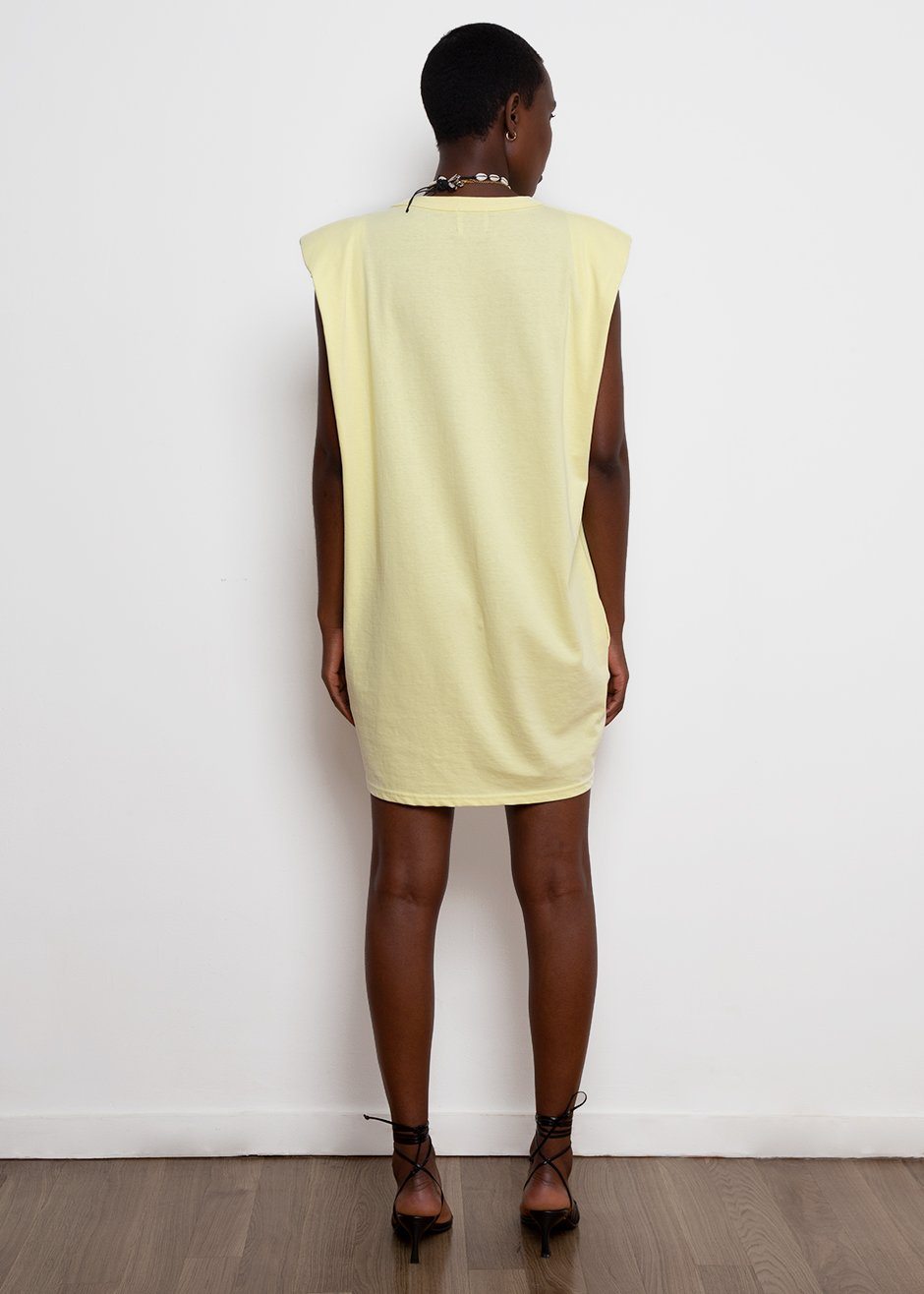 Tina Padded Shoulder Dress- Pale Yellow Dress The Frankie Shop