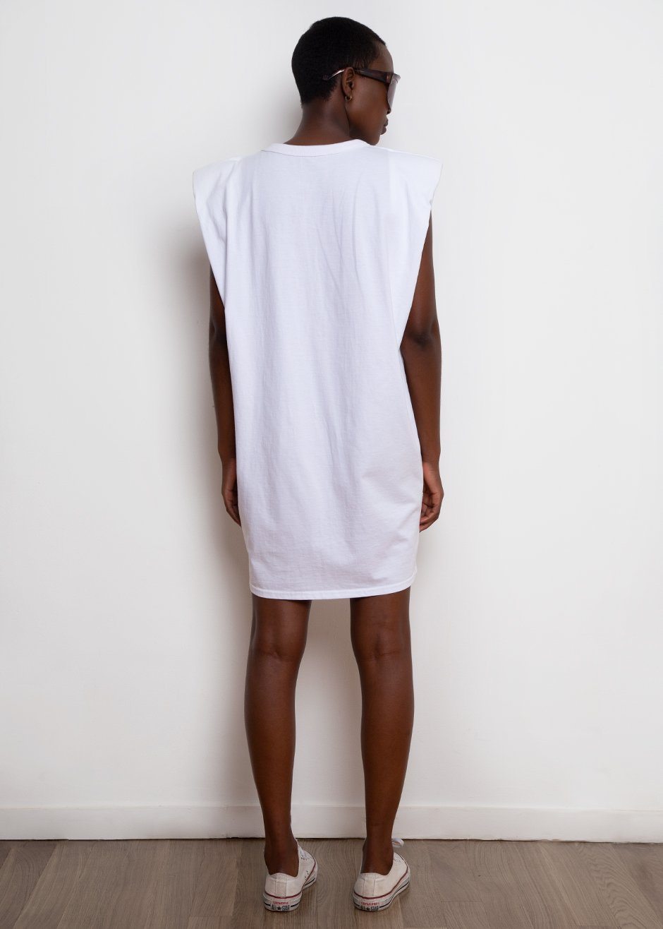 Tina Padded Shoulder Dress- White Dress The Frankie Shop